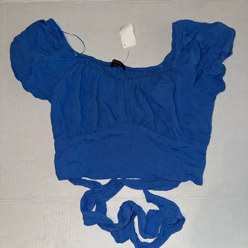 Blue Tie-Front Women's Crop Top